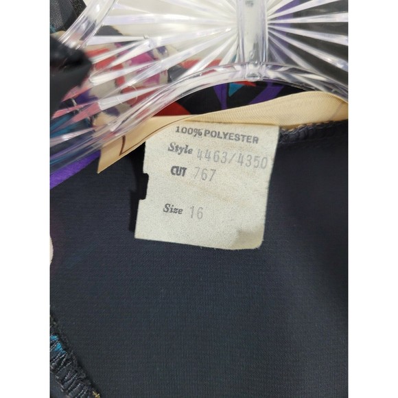 KAKI ROBERTS size 16 sheer Ruffle black flower VINTAGE 80's blouse shirt top - Picture 6 of 7